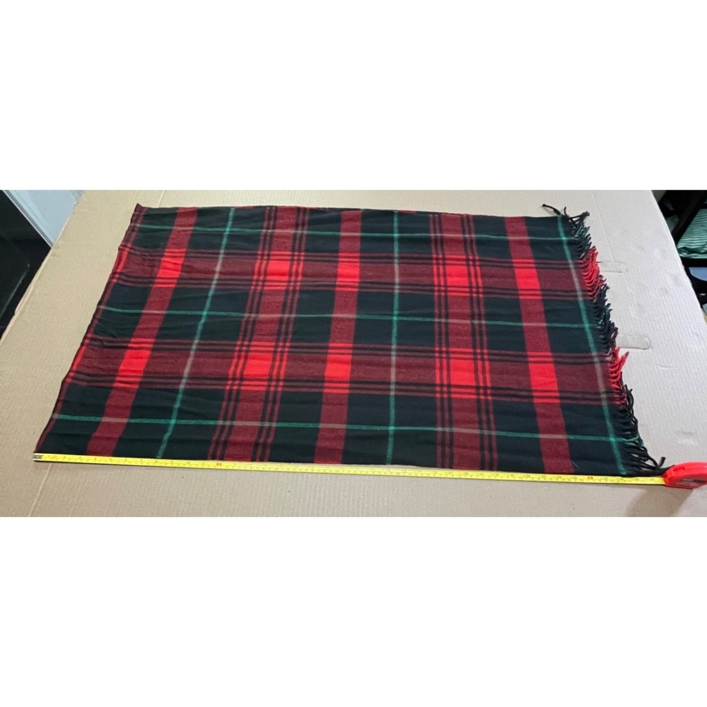 GAP Scarf Fringe Plaid Red & Green Black Flannel 78 x 24" Adult Cozy Lightweight - Picture 2 of 5